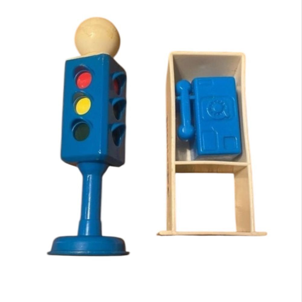 Vintage 90s Illco 123 Sesame Street Neighborhood Playset phone booth traffic lig
